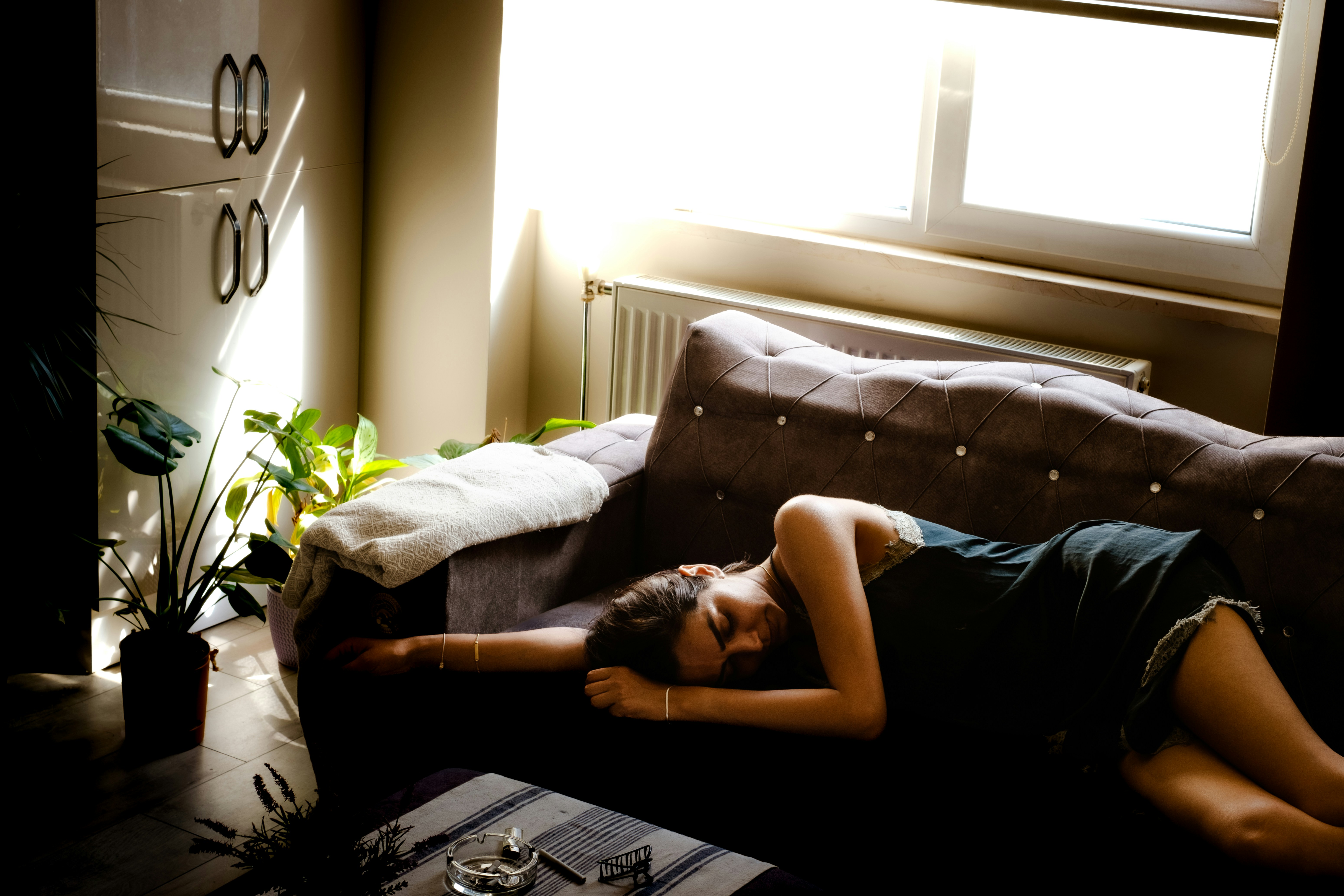 daytime nap on a couch to recharge the body and brain